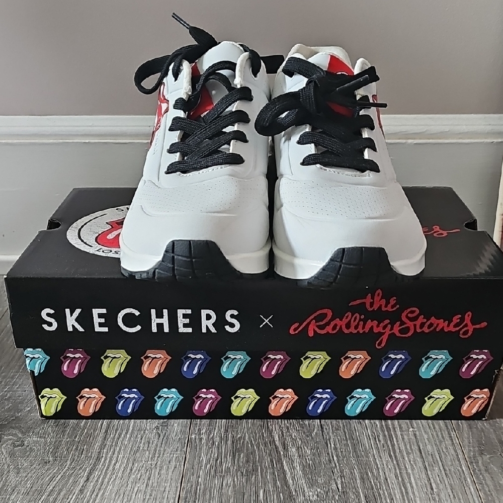 Skechers x The Rolling Stones White and Black Sneakers